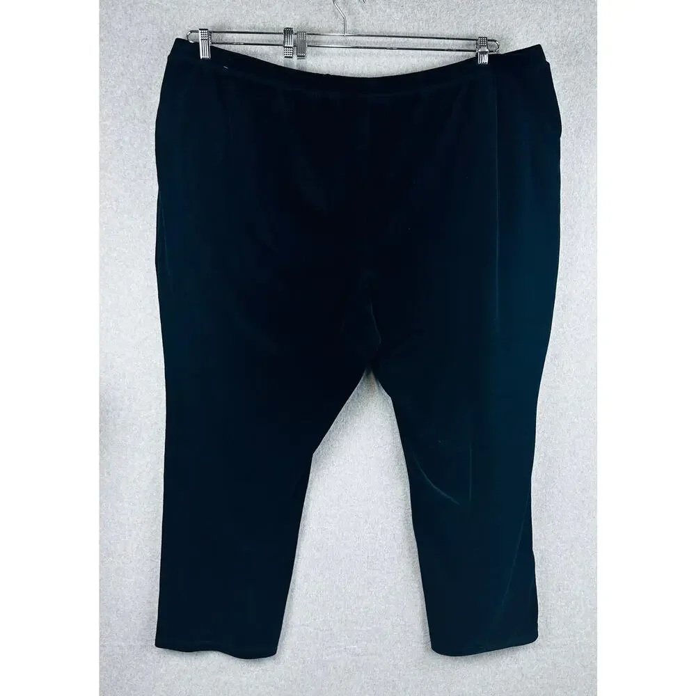 Catherines Womans Sz 5X Plus 34/26W Pull on Pants‎ Velvet Black Comfort